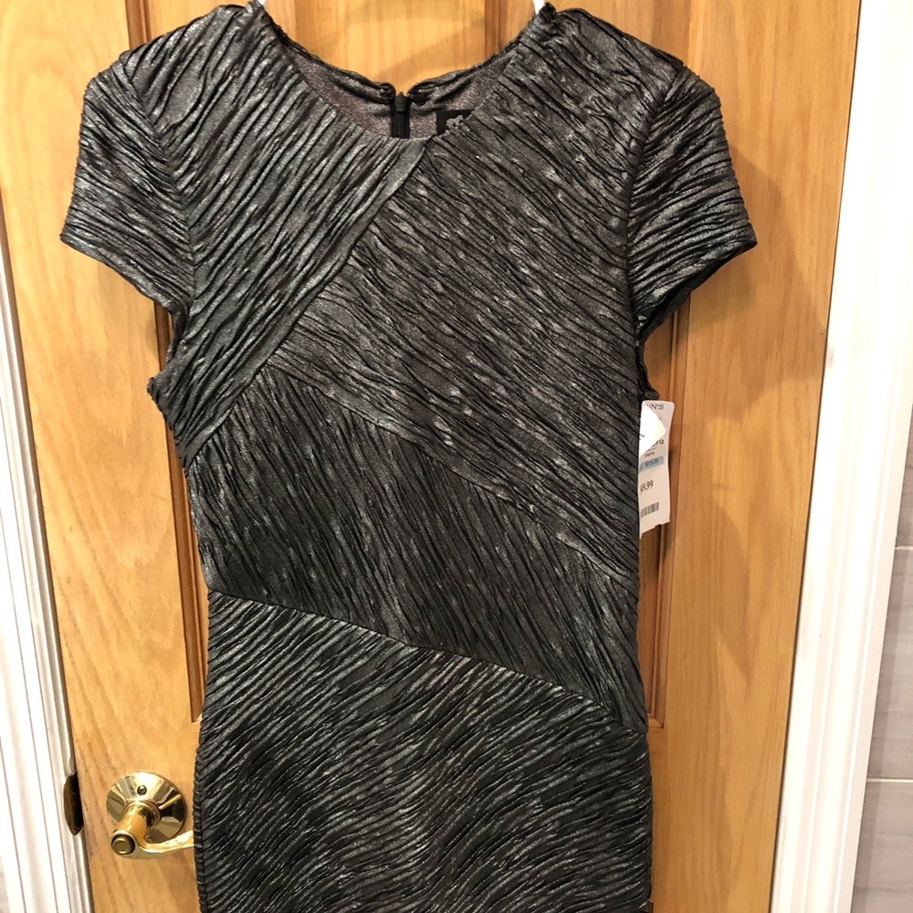 Torn by Ronny Kobo Pewter Metallic Mini Dress